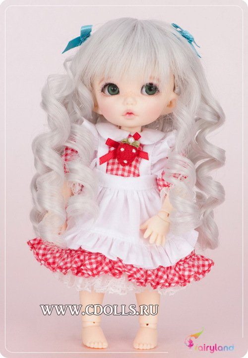 Fairyland Wig PFW-02 (Длинный волнистый парик: цвет светло-серый для кукол ПукиФи Фейриленд) - фото