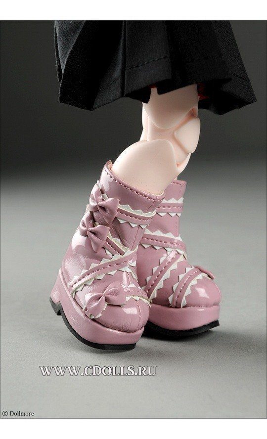 Сапожки Dollmore French Ribbon Boots (Французские ленты розовые для кукол Доллмор 26 см) - фото