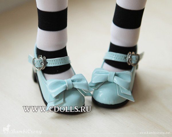 Туфли Bambicrony Shoes Ribbon Maryjane (Мэри Джейн с Бантом голубые для кукол Бэмбикрони 43 см) - фото