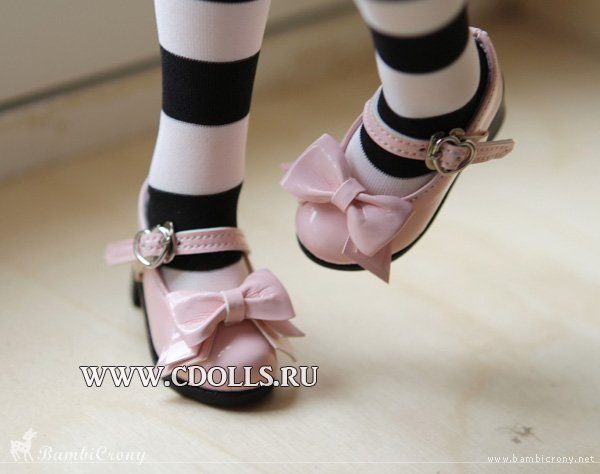 Туфли Bambicrony Shoes Ribbon Maryjane (Мэри Джейн с Бантом розовые для кукол Бэмбикрони 43 см) - фото