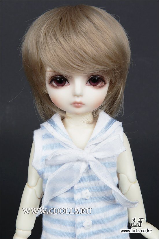Парик Luts CDW-30 For Honey Delf (Короткий парик с челкой: цвет кремовый размер 15-18 см для кукол Латс) - фото