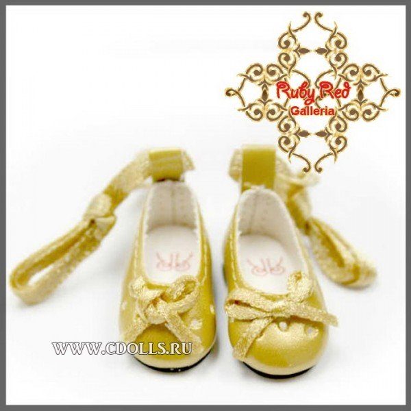 Ruby Red Galleria Ballet Shoe (Балетки с завязками: цвет золотистый для кукол 16 см) - фото