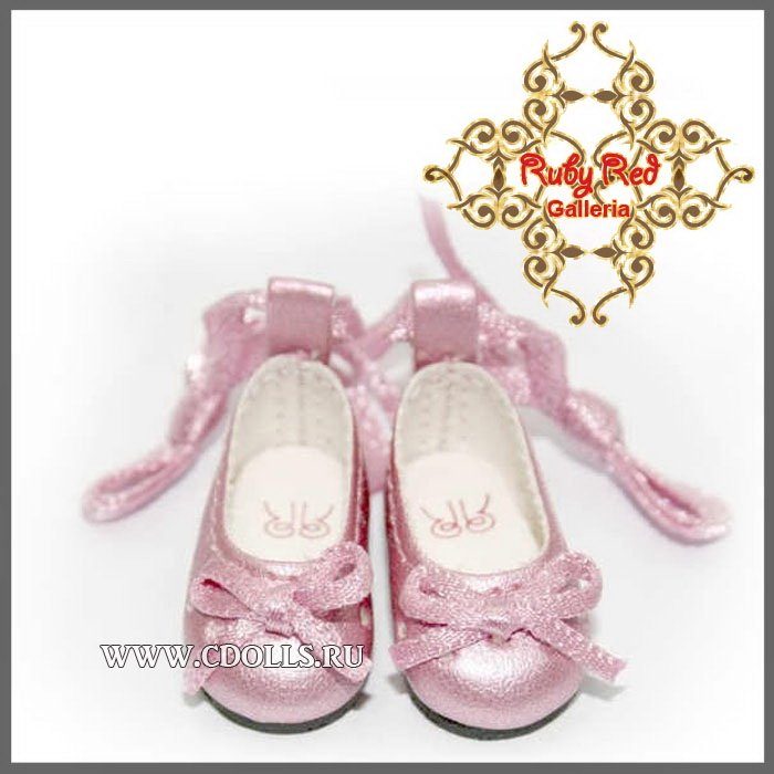 Ruby Red Galleria Ballet Shoe (Балетки с завязками: цвет розовый для кукол 16 см) - фото
