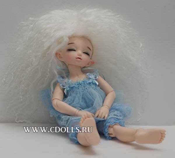 Спящее лицо Fairyland LittleFee Chiwoo Elf Boy Blue Sylph Sleeping Face (С макияжем для куклы Фейриленд ЛитлФи Чиву Эльф мальчик Голубой Сильф) - фото