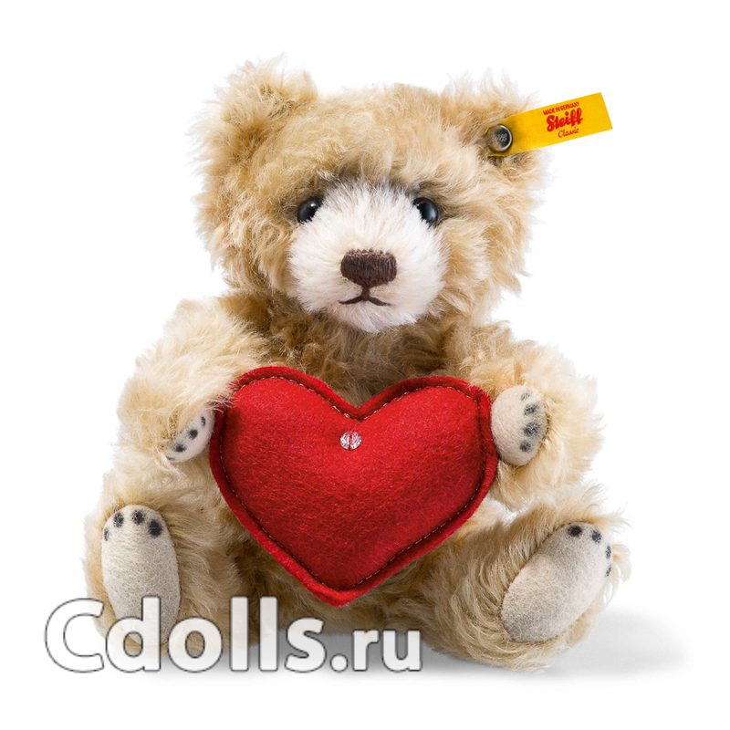 Мягкая игрушка Steiff Teddy Bear with Heart (Штайф Мишка Тедди с сердечком 18 см) - фото