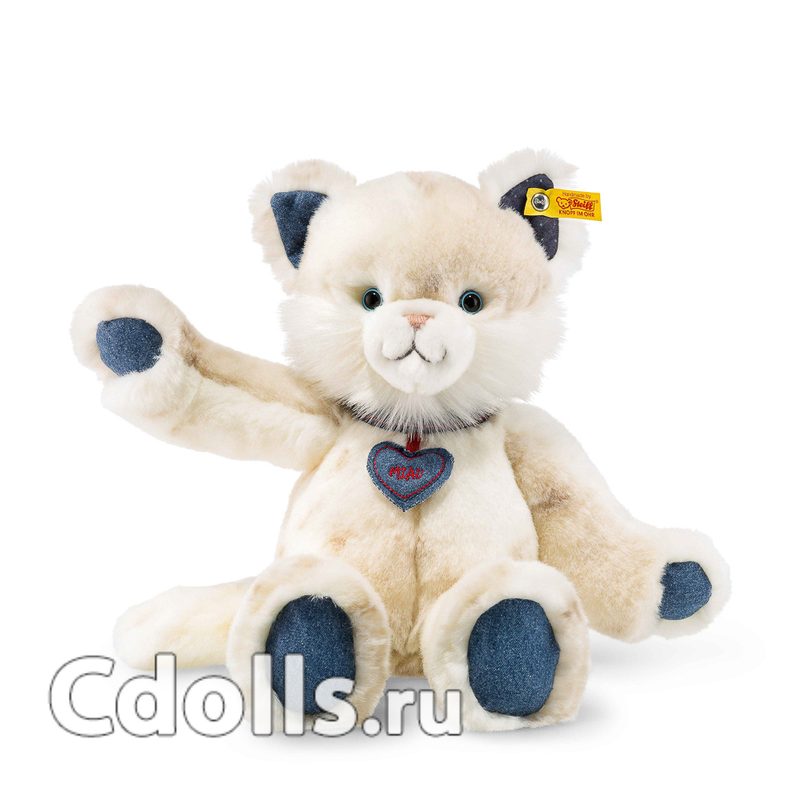 Мягкая игрушка Steiff Denim Darlings Miau Cat (Штайф Котёнок Мяу серый 33 см) - фото