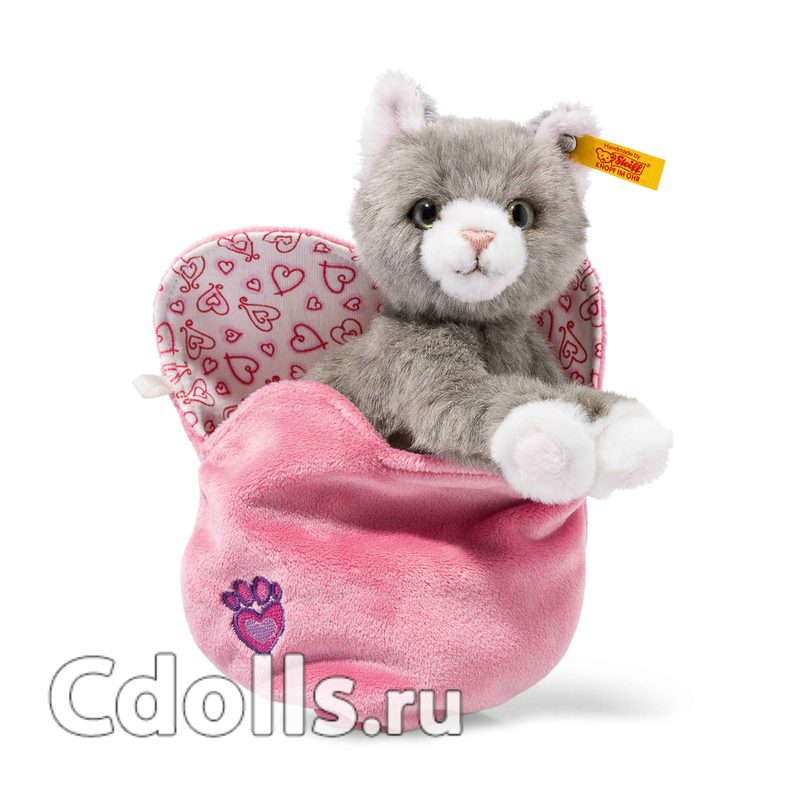 Мягкая игрушка Steiff Cindy Cat in Heart Bag (Штайф Кошечка Синди в сумке 14 см) - фото