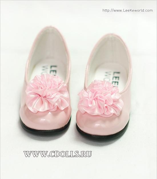 Leekeworld Shoes LS-156_G (Туфли блестящие с бантиком: цвет розовый для кукол Ликиворлд 58 см) - фото