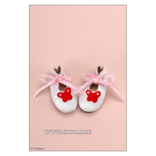 Dollmore 12inches Butterfly Shoes White (Белые туфли с бабочкой для кукол Доллмор 30 см) - фото