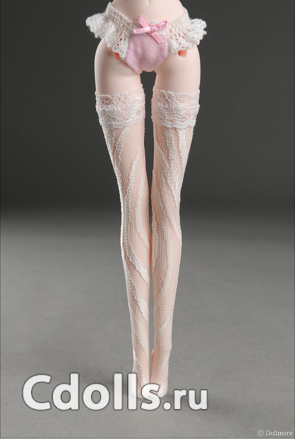 Dollmore 12 inches Cauline Band Stocking White (Ажурные белые чулки на резинке для кукол Пуллип 31 см / Блайз / Доллмор) - фото