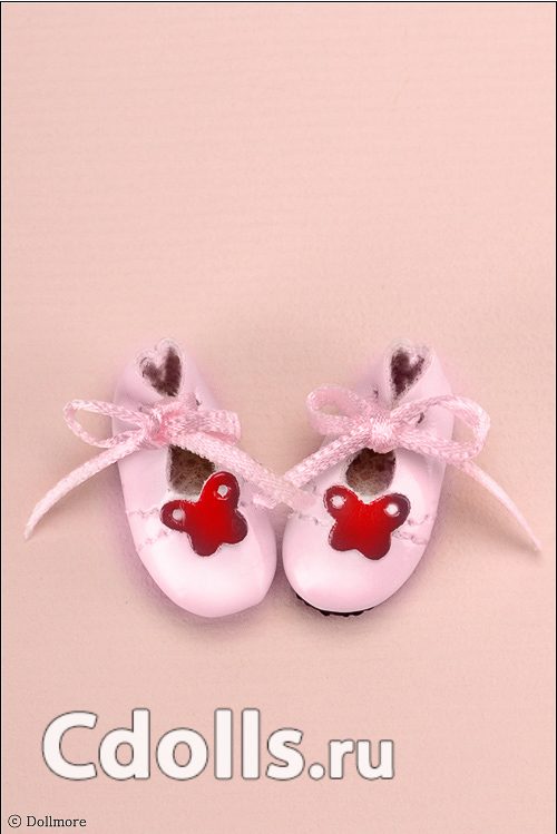 Dollmore 12inches Butterfly Shoes Pink (Розовые туфли с бабочкой для кукол Доллмор / Блайз / Пуллип 31 см) - фото