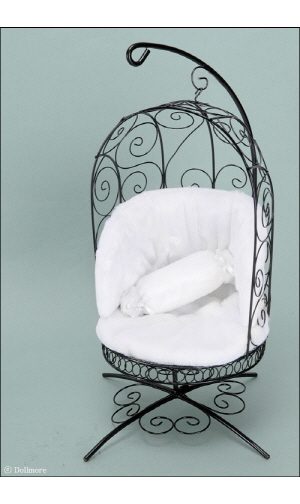 Кресло Dollmore 1/4 Scale Bird Cage Style Iron Chair (В форме птичьей клетки, чёрно-белое для кукол Доллмор) - фото