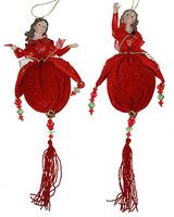Игрушка новогодняя Волшебница на шаре цвет красный 15см  A,B - фото