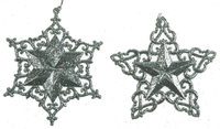 Игрушка ёлочная Звёздочка серебро 10см - фото