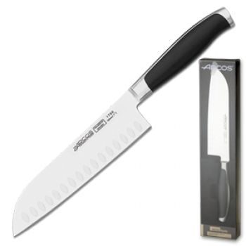 Нож сантоку с фестончатой кромкой Arcos Kyoto, длина лезвия 18,5 см, цвет - чёрный - фото
