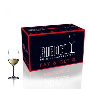 Набор фужеров «Pay 6, Get 8» Riedel Vinum 8 шт. по 350 мл., цвет - бело-голубой - фото