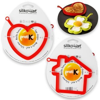 Набор для яичницы (2 шт.), Silikomart Pratika Формы: домик, сердце, красный - фото