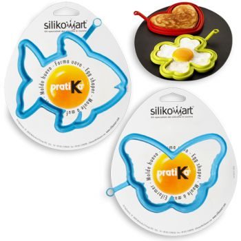 Набор для яичницы (2 шт.), Silikomart Pratika Формы: бабочка, рыбка, голубой - фото