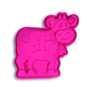 Формы для кексов Зверята, Silikomart Baby Line Корова, 15х14 см, розовая - фото