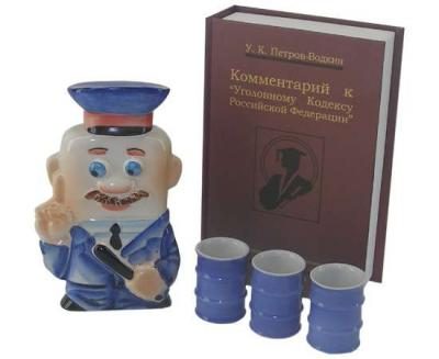 Подарочный штоф Полицейский + 3 рюмки - фото