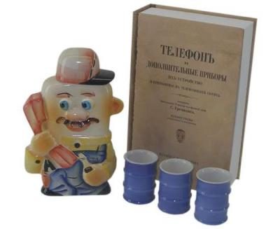Подарочный штоф Телефонист + 3 рюмки - фото