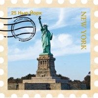 Магнит марка Города мира(New York) - фото