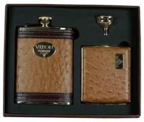 Подарочный набор VIRON с фляжкой 8oz, воронка, портсигар - фото