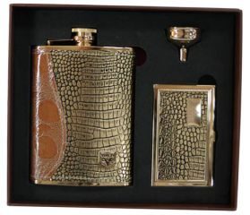 Подарочный набор VIRON с фляжкой 8oz, воронка, визитница - фото