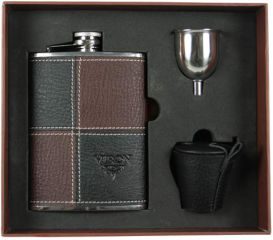 Подарочный набор VIRON с фляжкой 8oz, воронка, 3 стаканчика - фото
