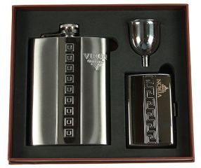 Подарочный набор VIRON с фляжкой 230мл, портсигар, воронка - фото