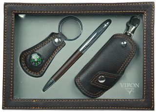 Подарочный набор VIRON: авторучка, ключница, брелок - фото