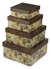 Комплект коробок из 4-х шт. Сафари (квадратная) 23*23*12см - фото