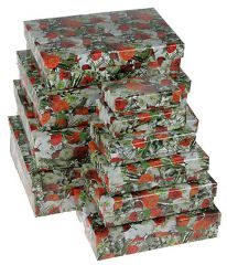 Комплект коробок из 10шт. Розы(прямоуг. плоский) 26*17*7см - фото