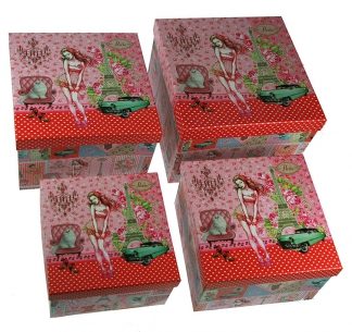 Комплект коробок из 4шт. Модница (квадратная) 23*23*16см - фото