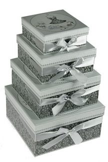 Комплект коробок Ситец (квадратная с бусиной) 23*23*12см - фото
