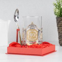 Юбилейный подстаканник 90 лет (позолота) в футляре - фото