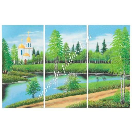 Картина модульная на мдф Церковь у озера №6 (40х60 см) - фото