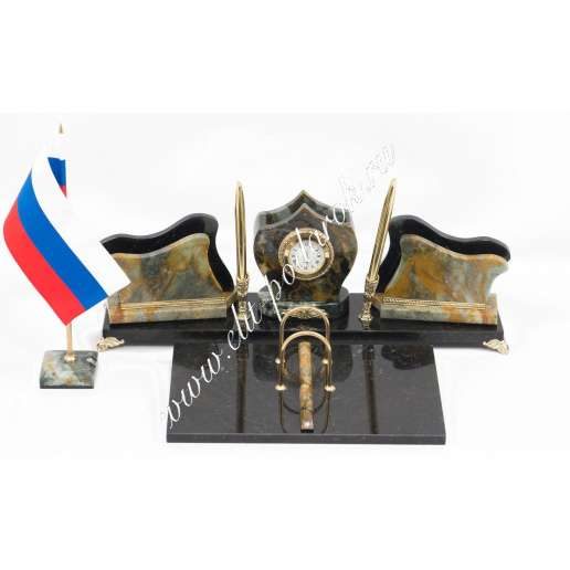 Настольный набор Корона офиокальцит 420х265х140 мм 4600 гр. - фото