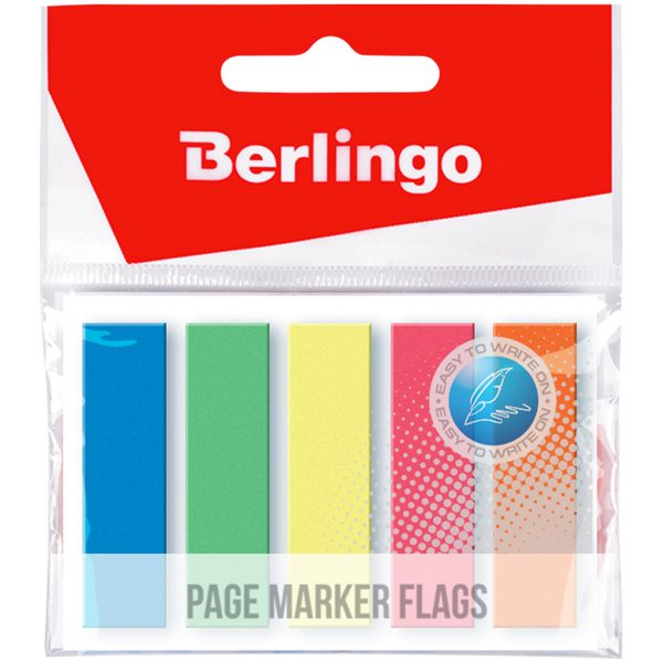 Флажки-закладки Berlingo, 45*12мм, 25л*5 неоновых цветов, европодвес - фото