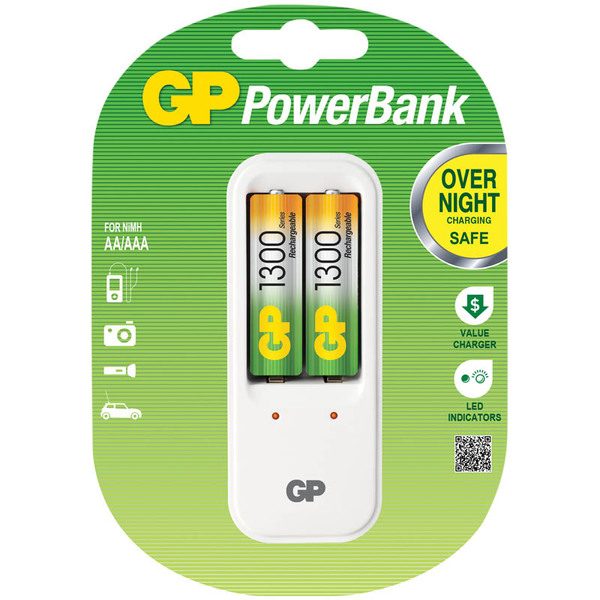 Зарядное устройство GP PB410GS130-2CR2 + 2шт акк. HR06 1300mAh - фото
