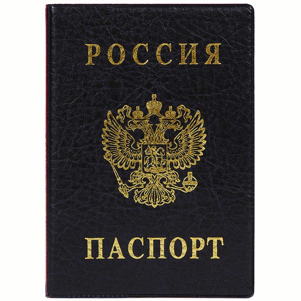 Обложка для паспорта ДПС, ПВХ, тиснение Герб, черный - фото
