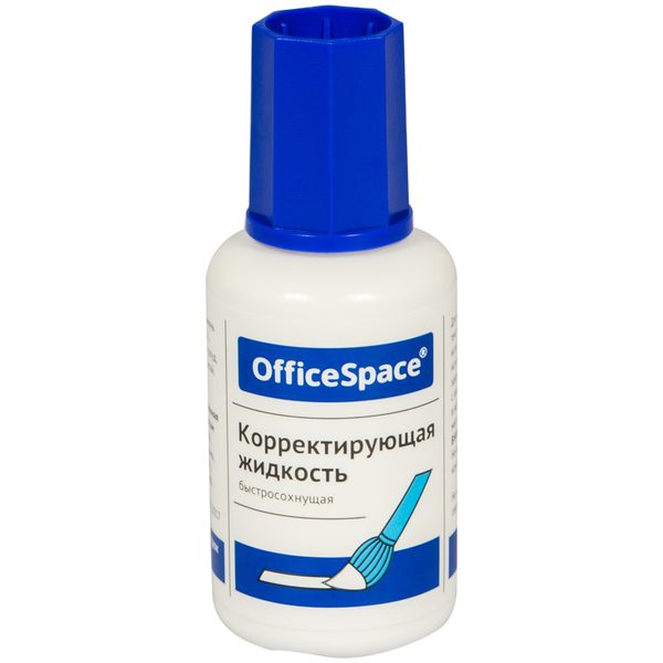 Корректирующая жидкость OfficeSpace, 12мл, на химической основе, с кистью - фото