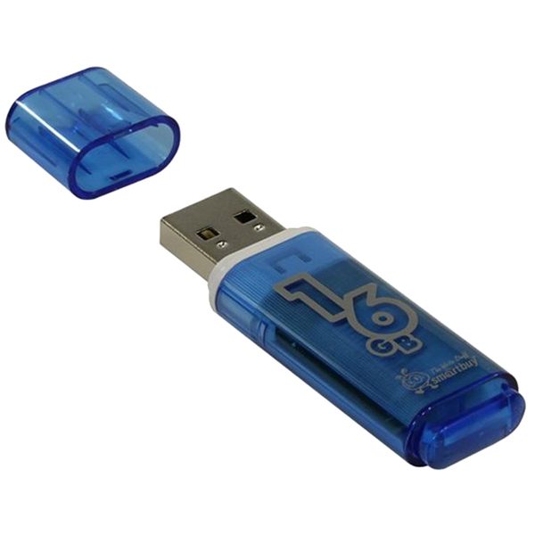 Память Smart Buy Glossy  16GB, USB 2.0 Flash Drive, голубой - фото