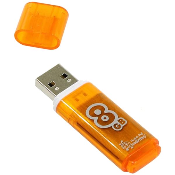 Память Smart Buy Glossy   8GB, USB 2.0 Flash Drive, оранжевый - фото