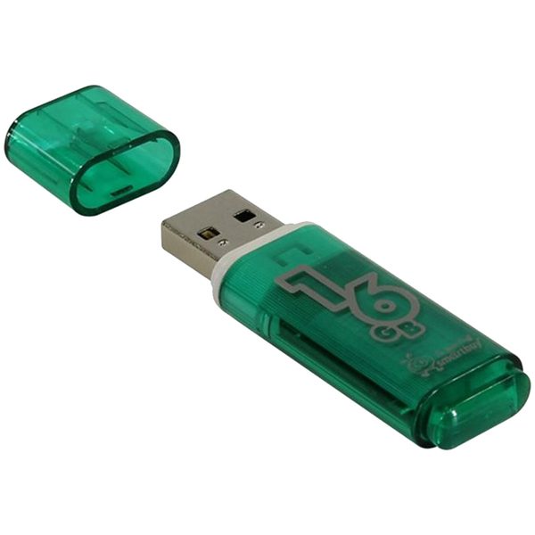 Память Smart Buy Glossy  16GB, USB 2.0 Flash Drive, зеленый - фото