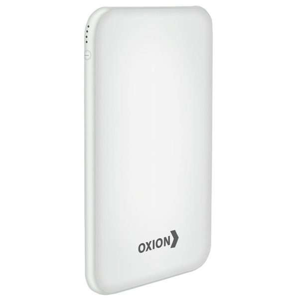 Внешний аккумулятор Oxion PowerBank UltraThin 6000mAh, Li-pol, покр. soft-touch, индикатор, белый - фото