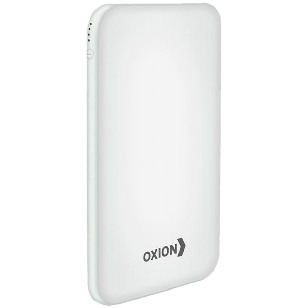 Внешний аккумулятор Oxion PowerBank UltraThin 10000mAh, Li-pol, soft-touch, индикатор, фонарь, белый - фото