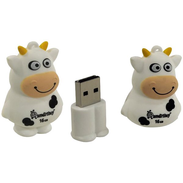 Память Smart Buy Wild series Коровка 16GB, USB 2.0 Flash Drive, белый - фото