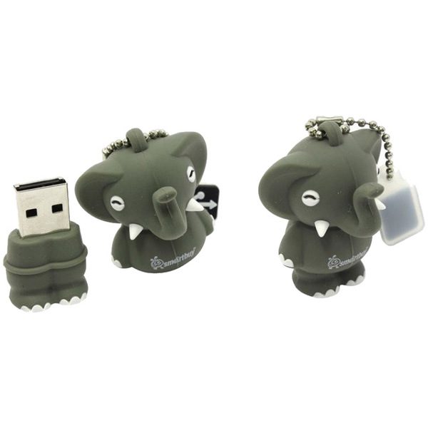Память Smart Buy Wild series Слоник 16GB, USB 2.0  Flash Drive, серый - фото