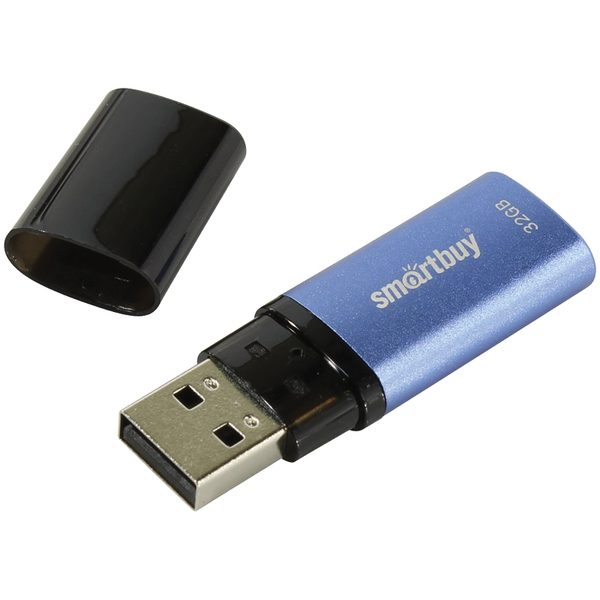 Память Smart Buy X-Cut  32GB, USB 2.0 Flash Drive, голубой (металл.корпус) - фото